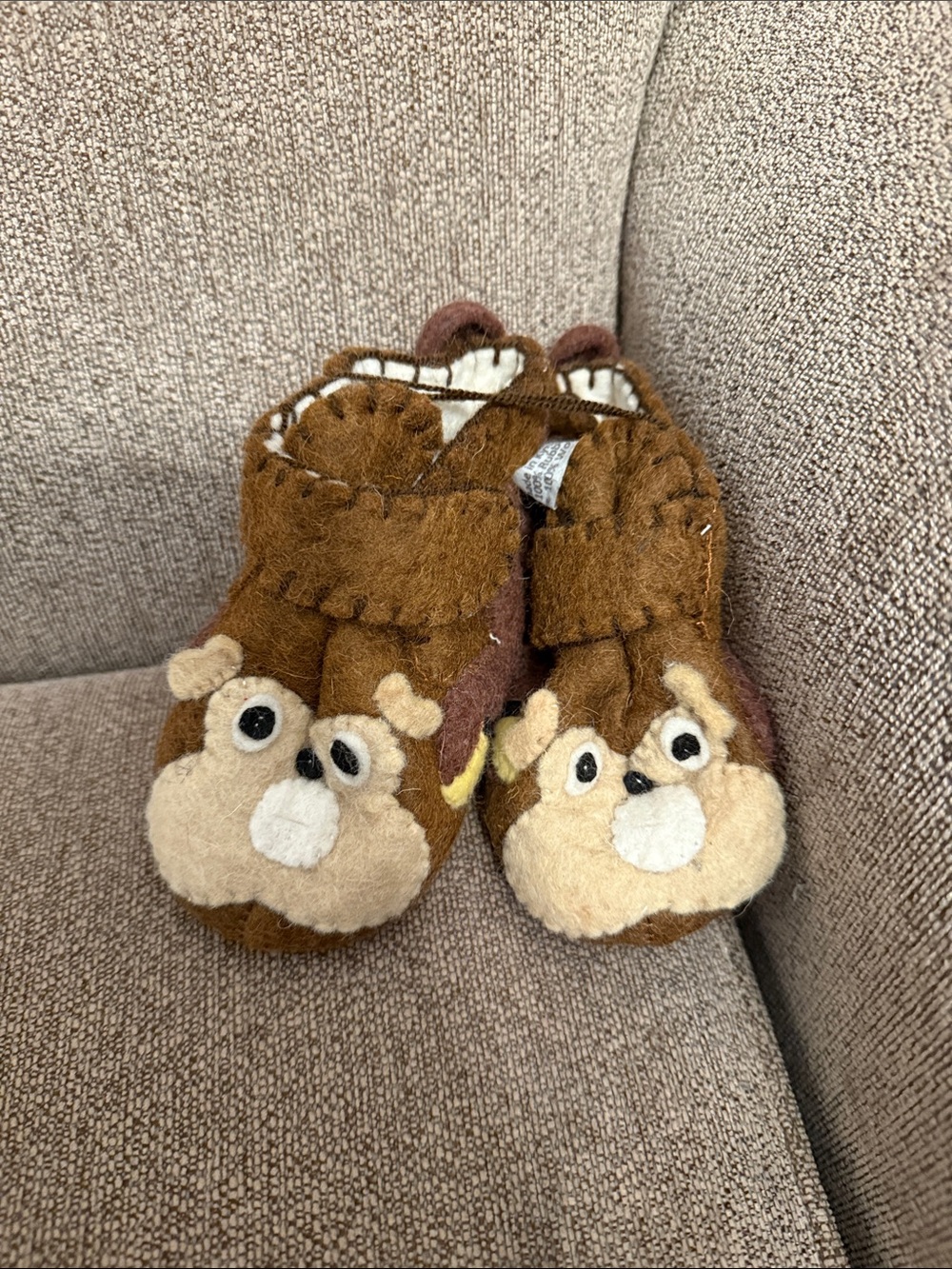 New Handmade Wool Brown Chipmunk Plush Baby Booties